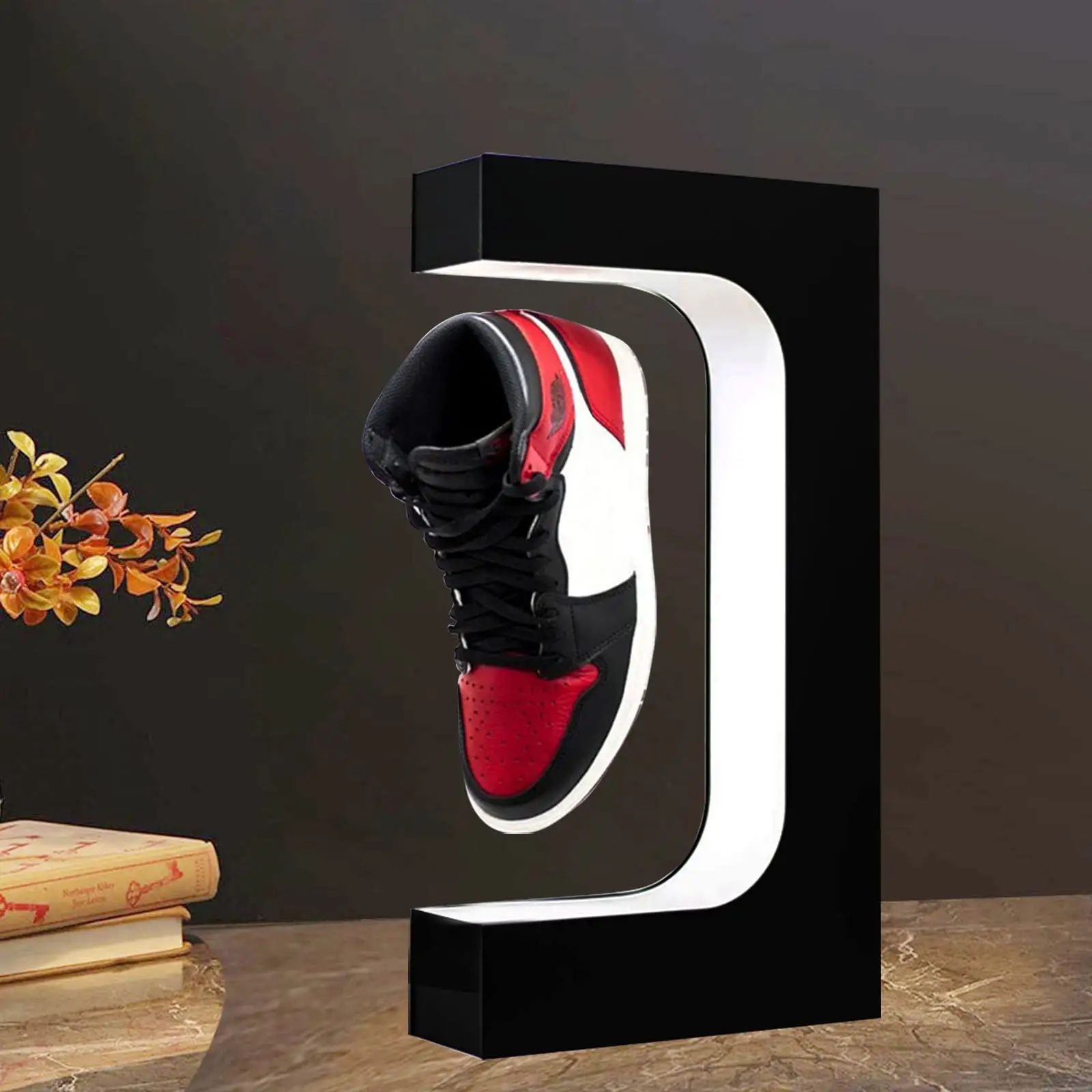 靴コレクターストア用LEDライトのリモコン付きカスタムアクリル浮揚靴ディスプレイフローティングスニーカースタンド