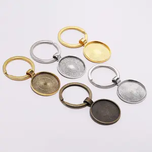 Porte-clés à cadre de Photo personnalisé, Kit de bricolage, pendentif rond blanc, réglage de Base, 3 clés