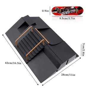 Kit d'entraînement ultime pour enfants et adultes - Kit de <span class=keywords><strong>skatepark</strong></span> DIY avec rampe et planche en plastique - Cadeau - Product Image 5