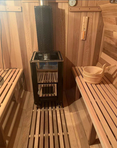 Sauna extérieur haut de gamme en bois massif noir, pour 6 <span class=keywords><strong>à</strong></span> 8 personnes, avec poêle <span class=keywords><strong>à</strong></span> bois, sauna <span class=keywords><strong>à</strong></span> vapeur, spa <span class=keywords><strong>à</strong></span> <span class=keywords><strong>domicile</strong></span> - Product Image 5