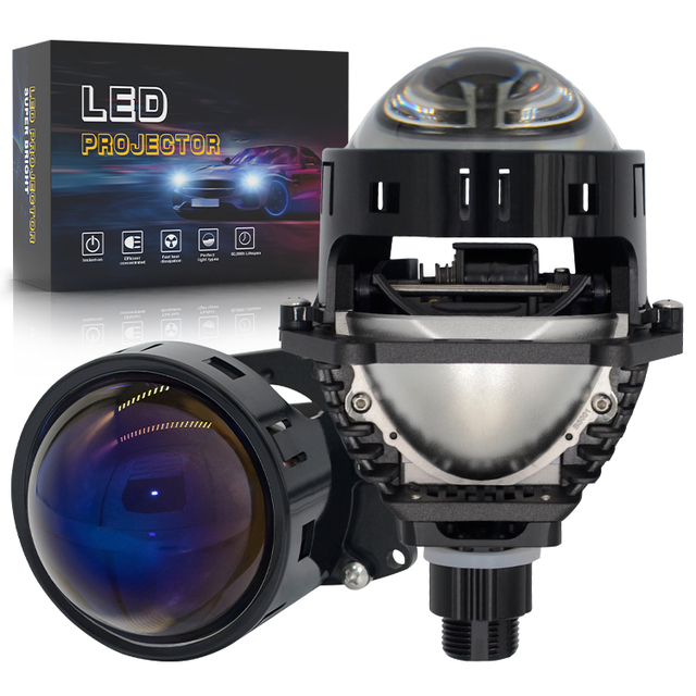 G-View 200W LED Projector Headlights High/Low Beam 3-Inch Car Bi LED Lens 6000K Double Lens Bi Led Projector