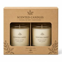 Boîte en papier biodégradable avec fenêtre et séparateur pour bougies parfumées à la cire de soja, coffret cadeau, emballage personnalisé pour bougies