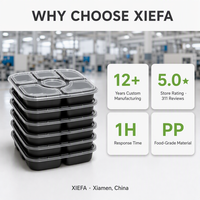 Boîte alimentaire à emporter en PP de qualité alimentaire, personnalisée en usine, à 7 compartiments, avec couvercles supérieur et inférieur