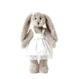 Groothandel 30Cm Leuke Gevulde Bruin Konijn Pluche Bunny Floppy Oren Mooie Romige Zachte Dier Speelgoed Met Jurk