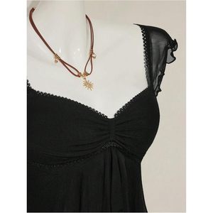 FOXA Haut court transparent à volants en maille fine pour femme, col cœur, sans manches, combinaison moulante, tenue de soirée - Product Image 3