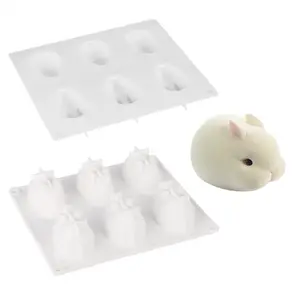 Silicone 3D Bunny Rabbit Cake Molds Silicone Molds for Baking Dessert Mousse 6 Forms New Cake Decorating Moulds