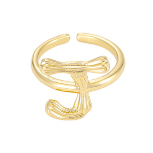 Bague ajustable ouverte en forme de jonction de bambou dorée avec lettres anglaises, style hip-hop unique, accessoire de bijouterie pour doigt, vente chaude - Product Image 6