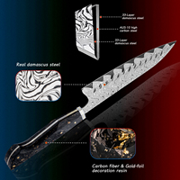 Grandsharp 7.5 pouces couteau Santoku japonais 67 couches acier damas Santoku couteau de cuisine en Fiber de carbone feuille d'or poignée en résine