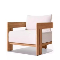 Canapé d'extérieur en teck de style nordique moderne pour patio, villa, jardin et extérieur - Imperméable, résistant au soleil et anti-corrosion