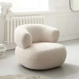Perancis Bar Kamar Bingkai Kayu Furnitur Rumah Ruang Tamu Modern Mewah Aksen Kursi Mebel Domba Wol Kursi Sofa