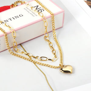 Katmanlı kolye takı kalp kolye altın kolye uzun küba zincir gerdanlık kolye kadın erkek - Product Image 5