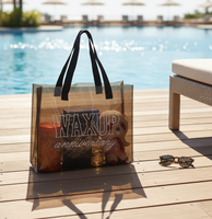 Sac de plage ouvert personnalisé en PVC, sacs fourre-tout de luxe imperméables, logo holographique transparent, sacs à main cosmétiques unisexes 1-1,9L