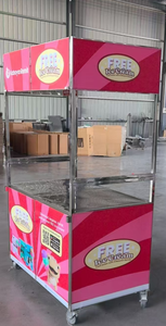 Chariot de vente pliable en acier inoxydable Easy Store avec double poignée, chariot mobile pour en-cas et aliments - Product Image 3