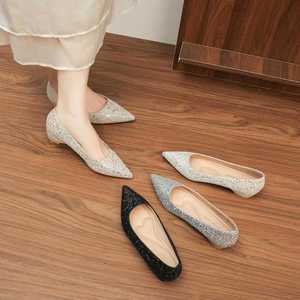 6388E Pointed Toe Flats Glitter Slip-On <b>Height</b> <b>Increasing</b> Elegant All Seasons Women's <b>Shoes</b> - Product Image 2
