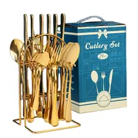 Stainless Steel Cutlery Set, Flatware, Silverware, Golden