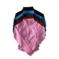 Ensemble de yoga 2 pièces respirant avec veste à manches longues et legging taille haute à demi-zip pour la course à pied - Vente en gros