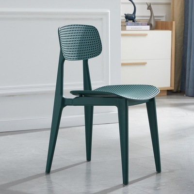 Reinforced dark green openwork thickened macaroon chair