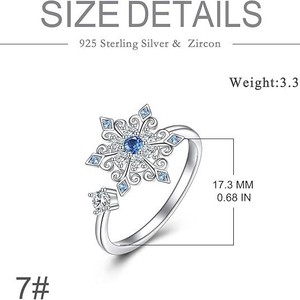 Anillo Giratorio de Copo de Nieve Plateado, Anillo Romántico de Moda con Circonitas de Cielo Estrellado Navideño, Anillos Abiertos para el Dedo Índice, Regalo para Mujer - Product Image 5