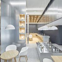 Comptoir de bar à café personnalisé avec vitrine LED, étanche et écologique, pour café, pâtisserie, boulangerie, design polyvalent