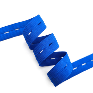 Bande élastique plate à boutonnière en polyester/spandex MILY, <span class=keywords><strong>2</strong></span>*46 <span class=keywords><strong>CM</strong></span>, bleu foncé, tricotée, couleur unie, pour couture, vêtements de mariage, sacs - Product Image 2