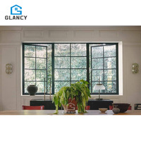 Ventanas de Aluminio Negro con Rejillas Verticales Abatibles, Aislamiento Térmico, Impermeables, Resistentes al Fuego, para Dormitorio, Sala de Estar, Villa
