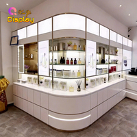 Comptoir de bar minimaliste de style nordique, écologique, de haute qualité, avec système d'échantillonnage LED linéaire intégré pour stimuler les ventes de parfums