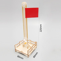 Plataforma elevadora de madera con diseño de bandera roja de dibujos animados, kits de juguetes educativos científicos para niños y estudiantes, ecológicos y de fácil montaje