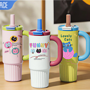 1000ml Ceramic Inner Vacuum Insulated Tumbler <b>Large</b> Capacity Portable Straw Cup Car Ice Tumbler New Car Cup <b>Water</b> <b>Bottle</b> OEM ODM - Product Image 1