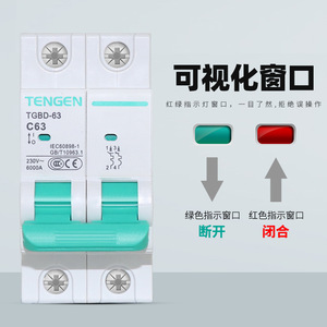 Disjoncteur miniature Tengen TGBD-63 2P C63 230V à montage modulaire - Product Image 5