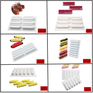 Juego de moldes de silicona TangChu de 6 y 8 cavidades para hornear barras largas - para pasteles, mousse, comida para bebés y panecillos al vapor - Product Image 1