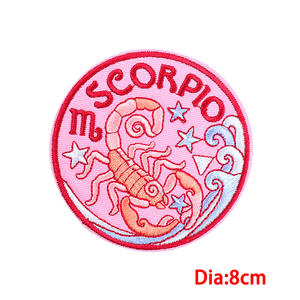 다채로운 12 조디악 로그인 자수 배지 철 꽃 패치 의류를위한 귀여운 배지 패치 - Product Image 2