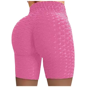 Celana pendek olahraga wanita mode kerut gelembung celana pendek pesepeda seksi ketat legging pendek gym
