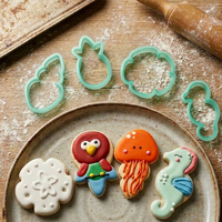 Ensemble de découpoirs à biscuits sur le thème de l'océan, 4 pièces, moule à fondant et découpoir à biscuits sur le thème de la vie marine tropicale, ensemble de moules à biscuits pour glaçage royal.