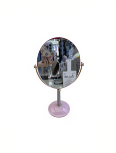 Round <b>Double</b>-<b>Sided</b> Vanity <b>Mirror</b> With Plastic Frame And Glass Surface For Home Use Modern Tabletop Design 1x Magnification - Product Image 1