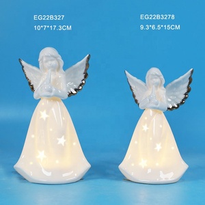 Porcelana branca cerâmica anjo estatueta Natal xmas ornamentos - Product Image 5