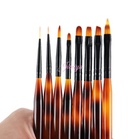 Ensemble de pinceaux à ongles en nylon à manche à motif écaille de tortue, pour gel UV, liner et nail art français, prix usine