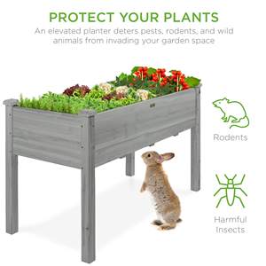 Elevated <b>Wooden</b> Planter <b>Box</b> for Outdoor <b>Plants</b> Flowers Growing <b>Wooden</b> Raised Garden Bed Garden Planter Decorative Planter - Product Image 3