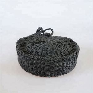 Sac de plage rond en paille écologique pour femme, style robe, avec trois poignées, collection été 2018 - Product Image 6