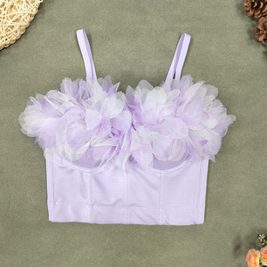 Top de tubo estilo chaleco para mujer, con diseño floral tridimensional y espina de pescado, moldeador de cuerpo, para uso exterior, ideal para <span class=keywords><strong>vacaciones</strong></span> <span class=keywords><strong>en</strong></span> la playa - Product Image 3