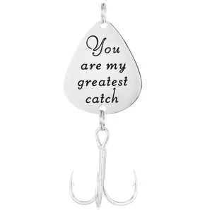 Joias de gancho de peixe personalizado, você é o maior captura da minha vida isca de pesca aço inoxidável marido pai amigos presentes