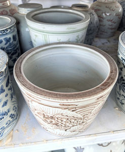 จิ่งเต๋อเจินกระถางต้นไม้เซรามิกลายปลาน้ำตาลแดงวาดด้วยมือกระถางต้นไม้เซรามิกสไตล์จีนโบราณ - Product Image 4