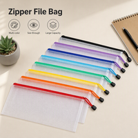 Pochette de rangement A4 personnalisée en maille transparente avec fermeture éclair, résistante à l'eau et écologique, pour organiser fournitures de bureau, stylos et livres