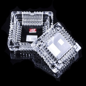 Crystal Glass Square Ashtray Large And <b>Small</b> Sizes For Living Room <b>Office</b> Guest Room Use - Product Image 1