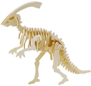 Mainan Puzzle Kayu 3D Hewan Simulasi Perakitan Dinosaurus, Mainan Model DIY untuk Anak dan Dewasa