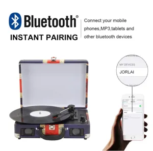 Portable Suitcase Vinyl Record Player With Speakers Tocadiscos Wooden USB SD Bluetooth Turntable Player