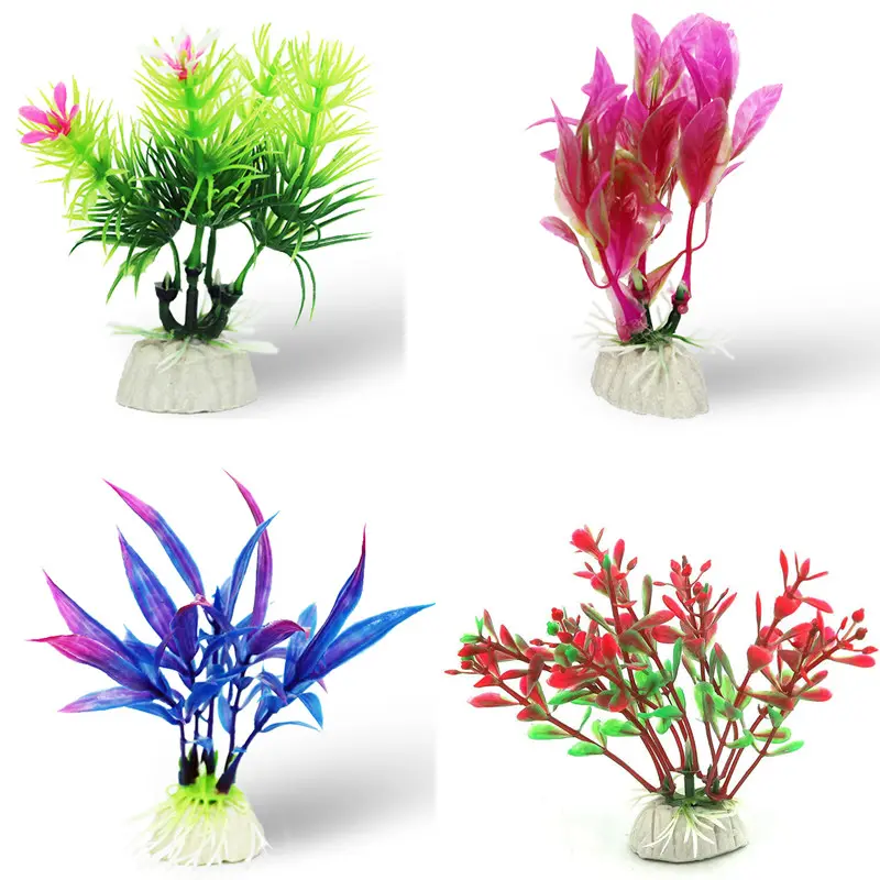 Plantes aquatiques artificielles, décoration d'aquarium, ornement décoratif, effet lumineux, silicone