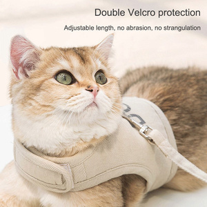 HMG 유행 경량 부드러운 메쉬 고양이 하네스 가죽 끈 세트 새끼 고양이를위한 야외 걷기 단단한 통기성 탈출 증거 - Product Image 2