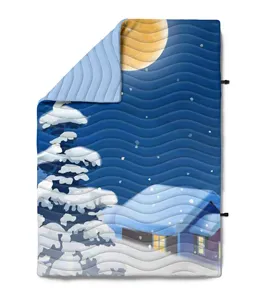 Couverture de camping matelassée alternative résistante à l'eau chauffage naturel lune et neige paysage