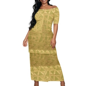 Personnalisé Midi Manches Polynésien Casual Blanc Tribal Femmes Puletasi Samoa Robe Grande Taille Chemise Jupes <span class=keywords><strong>Yukata</strong></span> pour l'été - Product Image 2