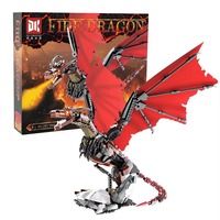 DK7071 Modelo de Dragón de Fuego Fantástico, 1019 Piezas, Bestia Alada con Articulaciones Móviles, Diorama de Escritorio, Juego de Bloques de Construcción para Armar